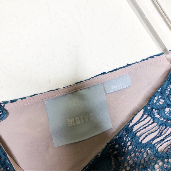 Anthro | Maeve Blue Lace Peplum Dress Size Small - Picture 4 of 6